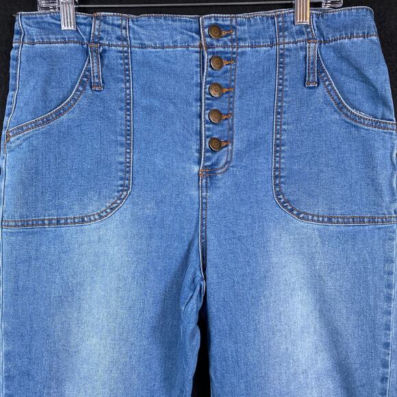 Chelsea & Violet Womens Jeans Blue Button Fly Cropped Capris Stretch 29 - Picture 2 of 12